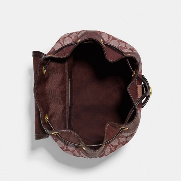 Coach Dempsey Drawstring Backpack In Signature Jacquard w Stripe And Patch - Picture 4 of 5